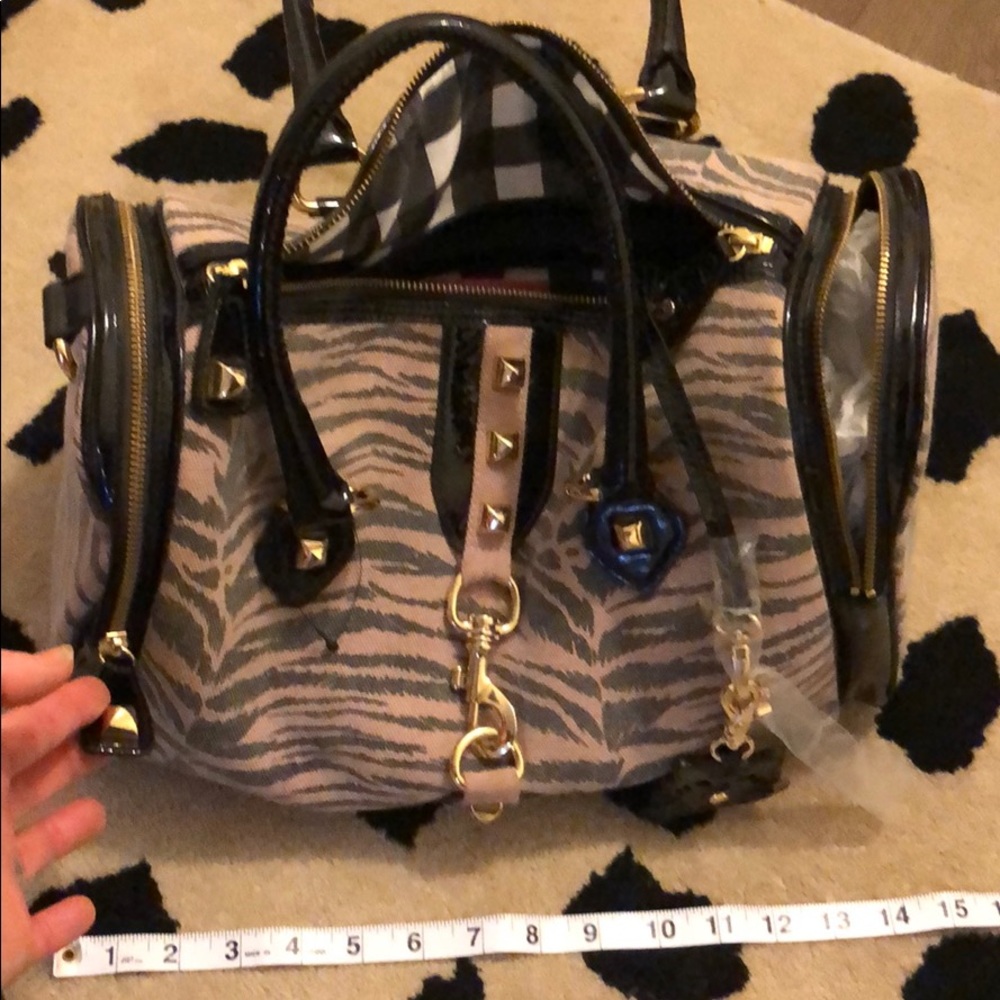 Super cute canvas and patent leather purse